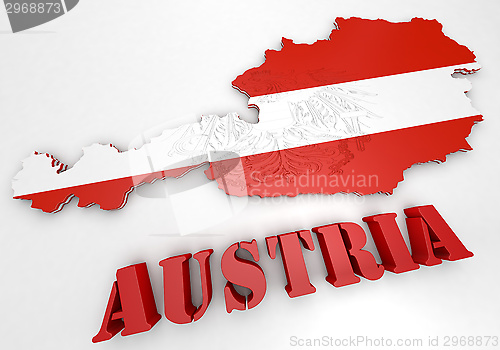 Image of map illustration of Austria with flag