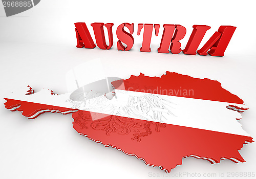 Image of map illustration of Austria with flag