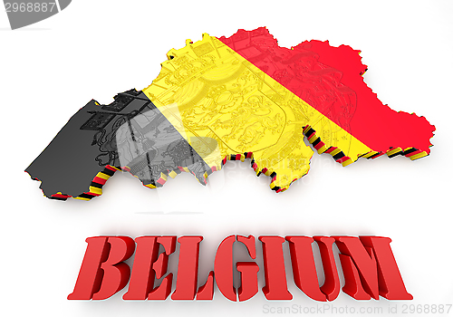 Image of map illustration of Belgium with flag