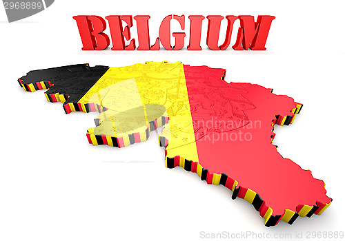 Image of map illustration of Belgium with flag