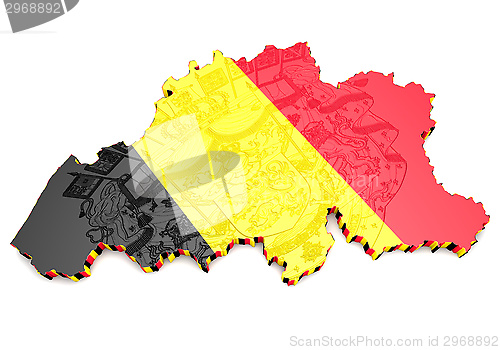 Image of map illustration of Belgium with flag