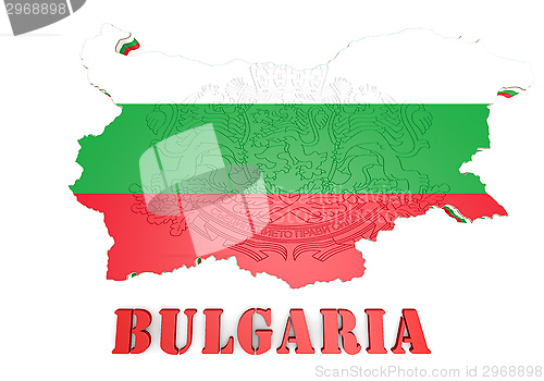 Image of map illustration of Bulgaria with flag