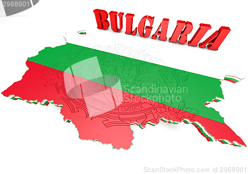 Image of map illustration of Bulgaria with flag