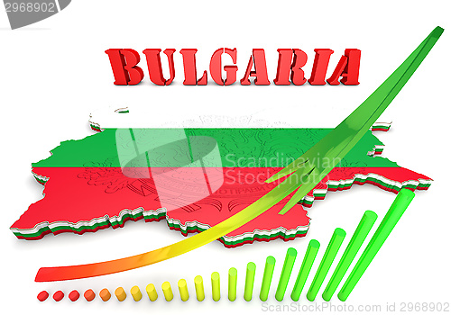 Image of map illustration of Bulgaria with flag