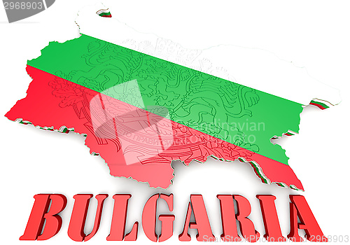 Image of map illustration of Bulgaria with flag