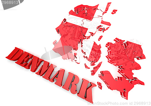 Image of map illustration of Denmark with flag