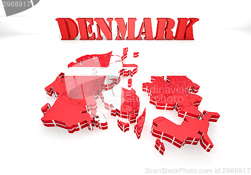 Image of map illustration of Denmark with flag