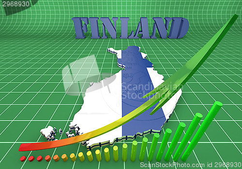 Image of map illustratin of Finland with flag