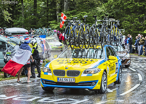 Image of The Team Car of Thinkoff Saxo During le Tour de France