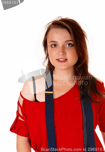 Image of Young girl with suspender.