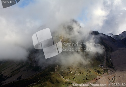 Image of Autumn mountains in a cloud