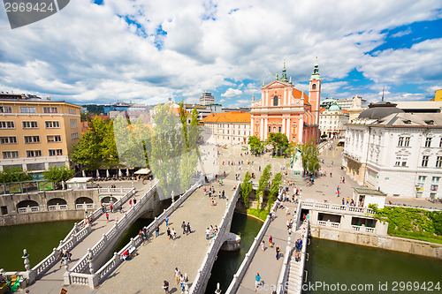 Image of Preseren square, Ljubljana, capital of Slovenia.