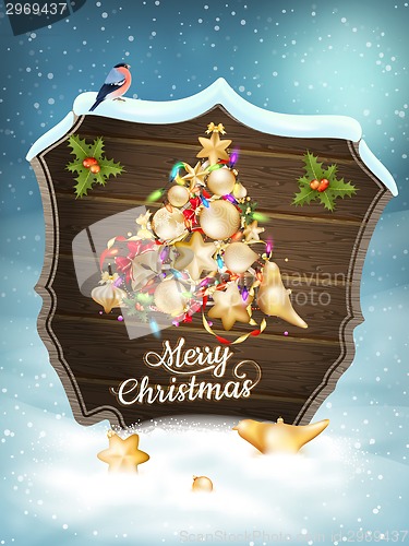 Image of Christmas card with baubles. EPS 10