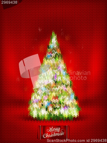 Image of Christmas label on a knitted background. EPS 10