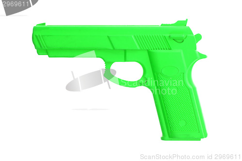 Image of Green training gun isolated on white