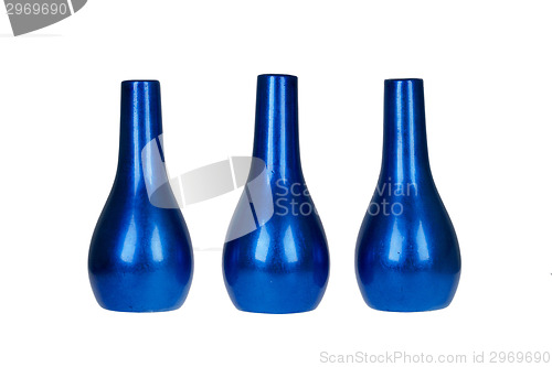 Image of Three bright blue vases isolated