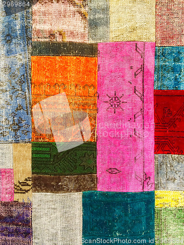 Image of Colorful vintage patchwork rug