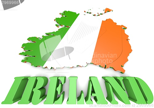 Image of map illustration of Ireland with flag