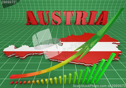 Image of map illustration of Austria with flag