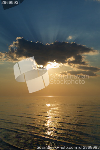 Image of Sunset over sea