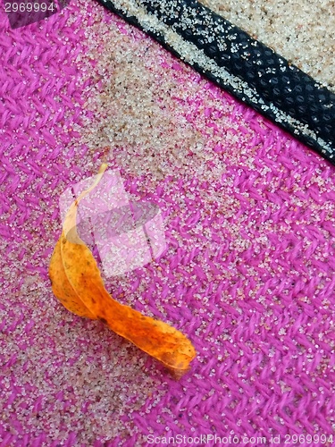 Image of Background with leaf and beach sand