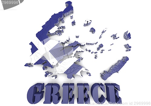 Image of map illustration of Greece with flag