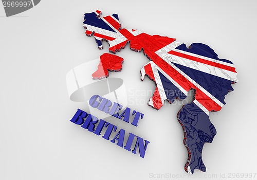 Image of Illustration of United Kingdom map with as Flag