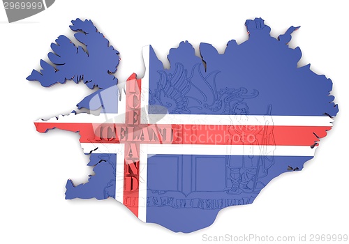 Image of map illustration of Iceland with flag