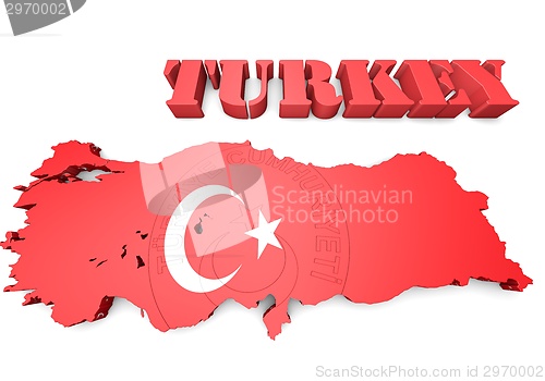 Image of map illustration of Turkey with flag