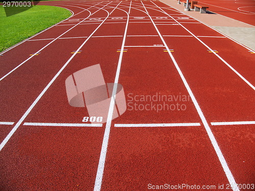 Image of Red racetrack on the stadium