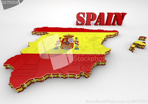 Image of Map of SPAIN with flag