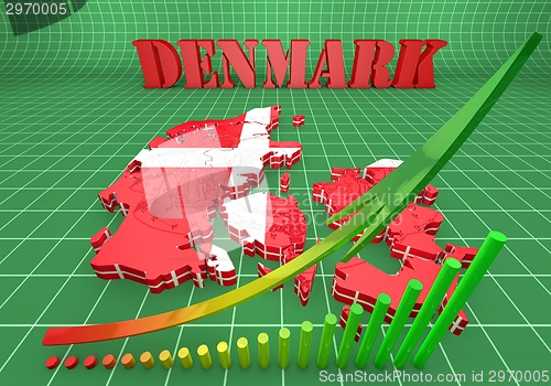 Image of map illustration of Denmark with flag