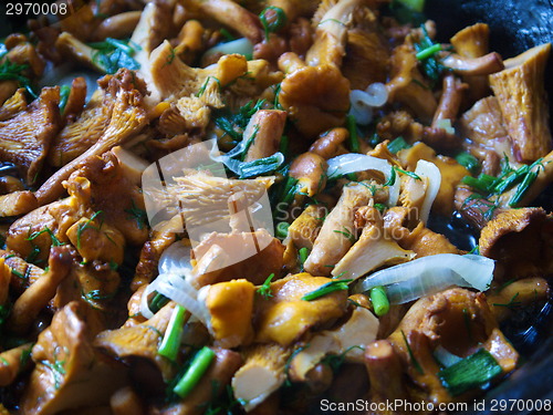 Image of fried mushrooms with vegetables