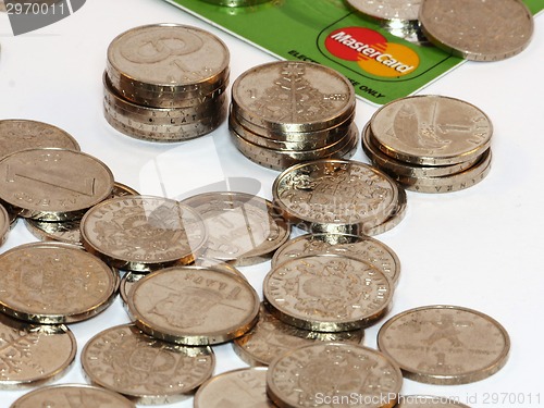 Image of Bunch of coins with credit card