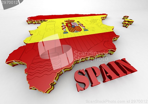 Image of Map of SPAIN with flag