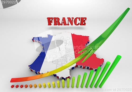 Image of Map of France with flag colors.