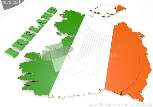 Image of map illustration of Ireland with flag