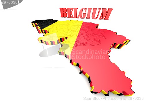 Image of map illustration of Belgium with flag