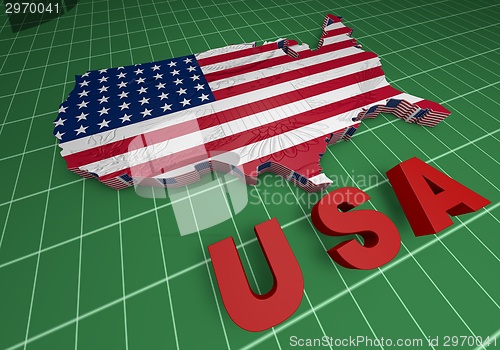 Image of U.S.A. mapped flag in 3D illustration .