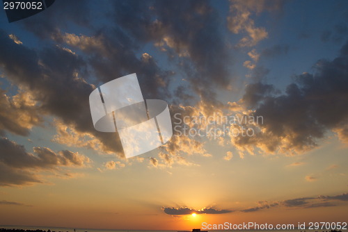 Image of Sunset over sea