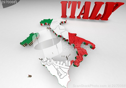 Image of Map of Italy with flag