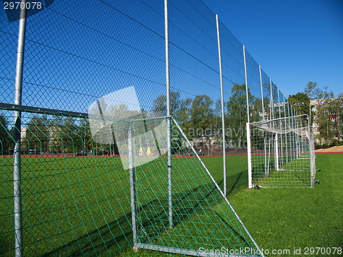 Image of Goal net on football stadium