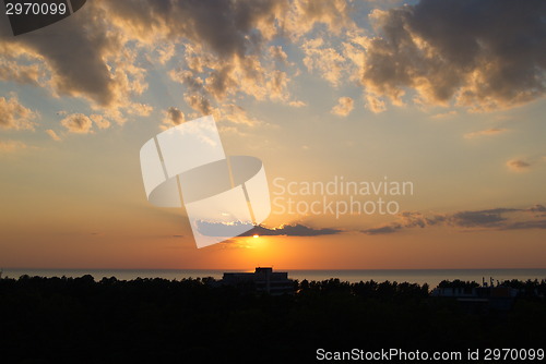 Image of Sunset over sea