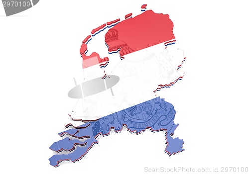 Image of Map illustration of Netherlands with flag