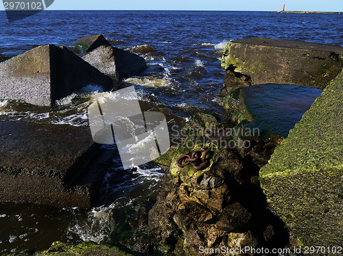 Image of Clear sea water and the big stones