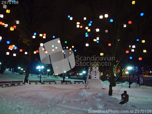 Image of snowman in park, Riga