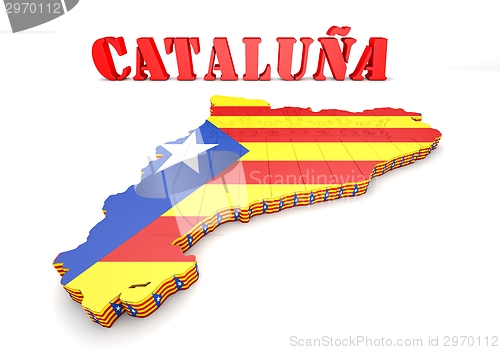 Image of map illustration of Catalonia with flag