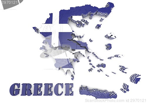 Image of map illustration of Greece with flag