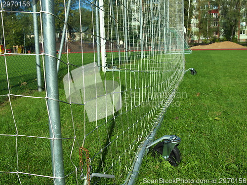 Image of Goal net on football stadium