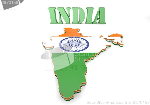 Image of Map illustration of India with flag